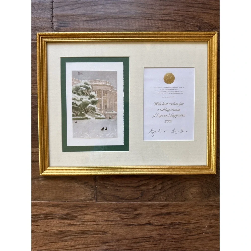 George W. Bush President White House Christmas Card 2005 Museum Framed